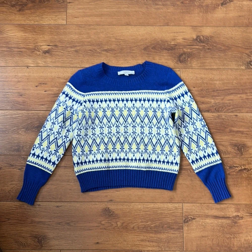 LOFT Blue Knit Sweater - Picture 4 of 4